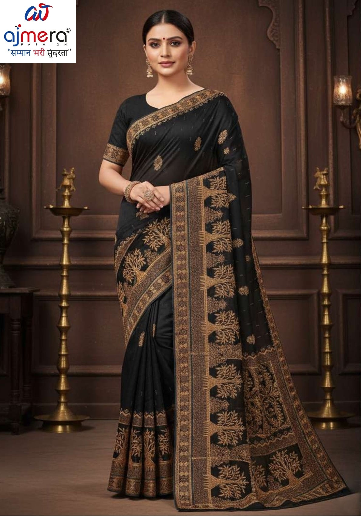 Synthetic Matching Saree with Blouse Piece for Premium Ethnic and Traditional Wear | VKM-SAVITRI