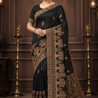 Synthetic Matching Saree with Blouse Piece for Premium Ethnic and Traditional Wear | VKM-SAVITRI