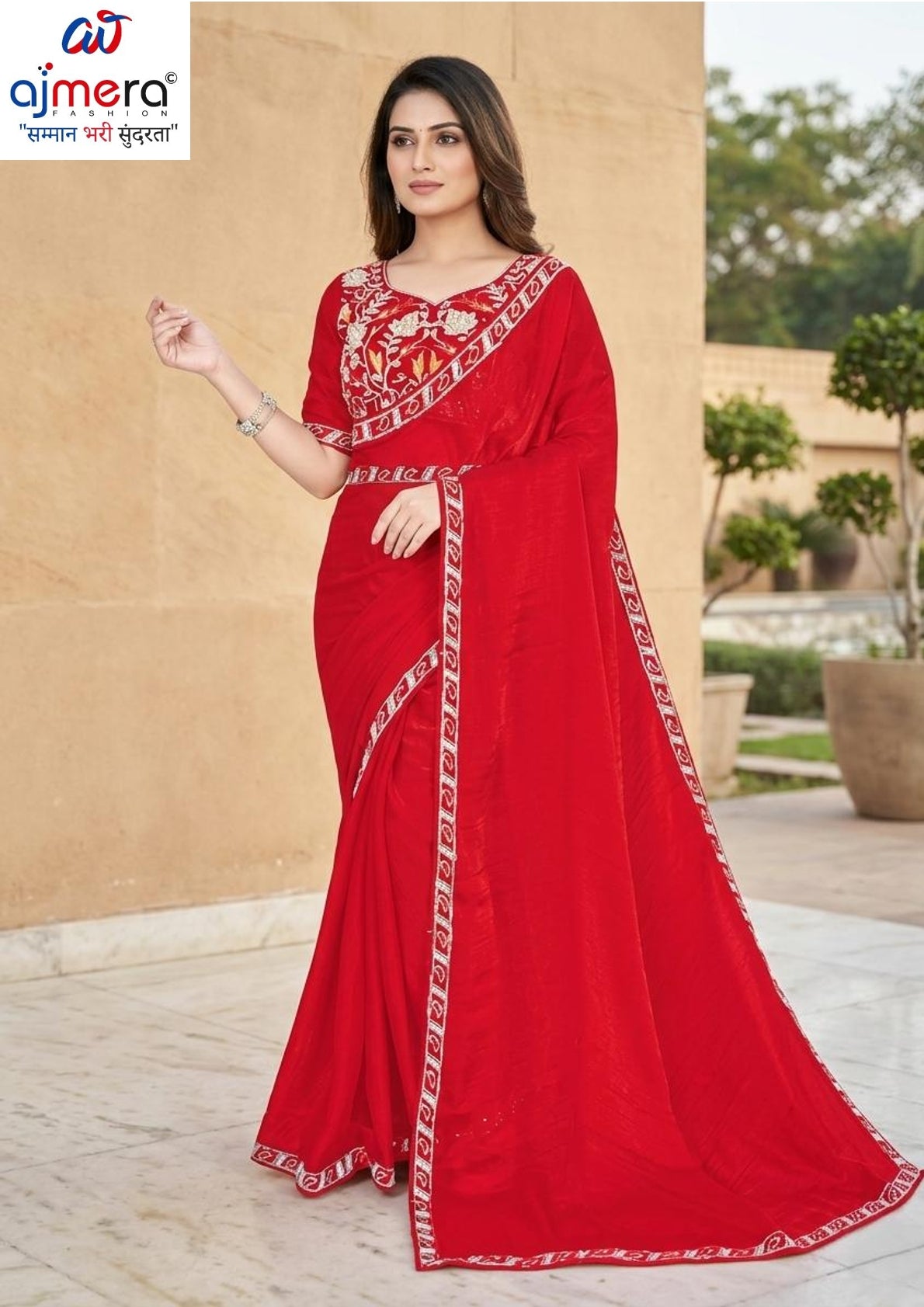 Fancy Matching Saree with Blouse Piece for Premium Ethnic and Traditional Wear | KPS-STRAWBERRY