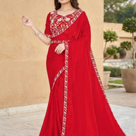 Fancy Matching Saree with Blouse Piece for Premium Ethnic and Traditional Wear | KPS-STRAWBERRY