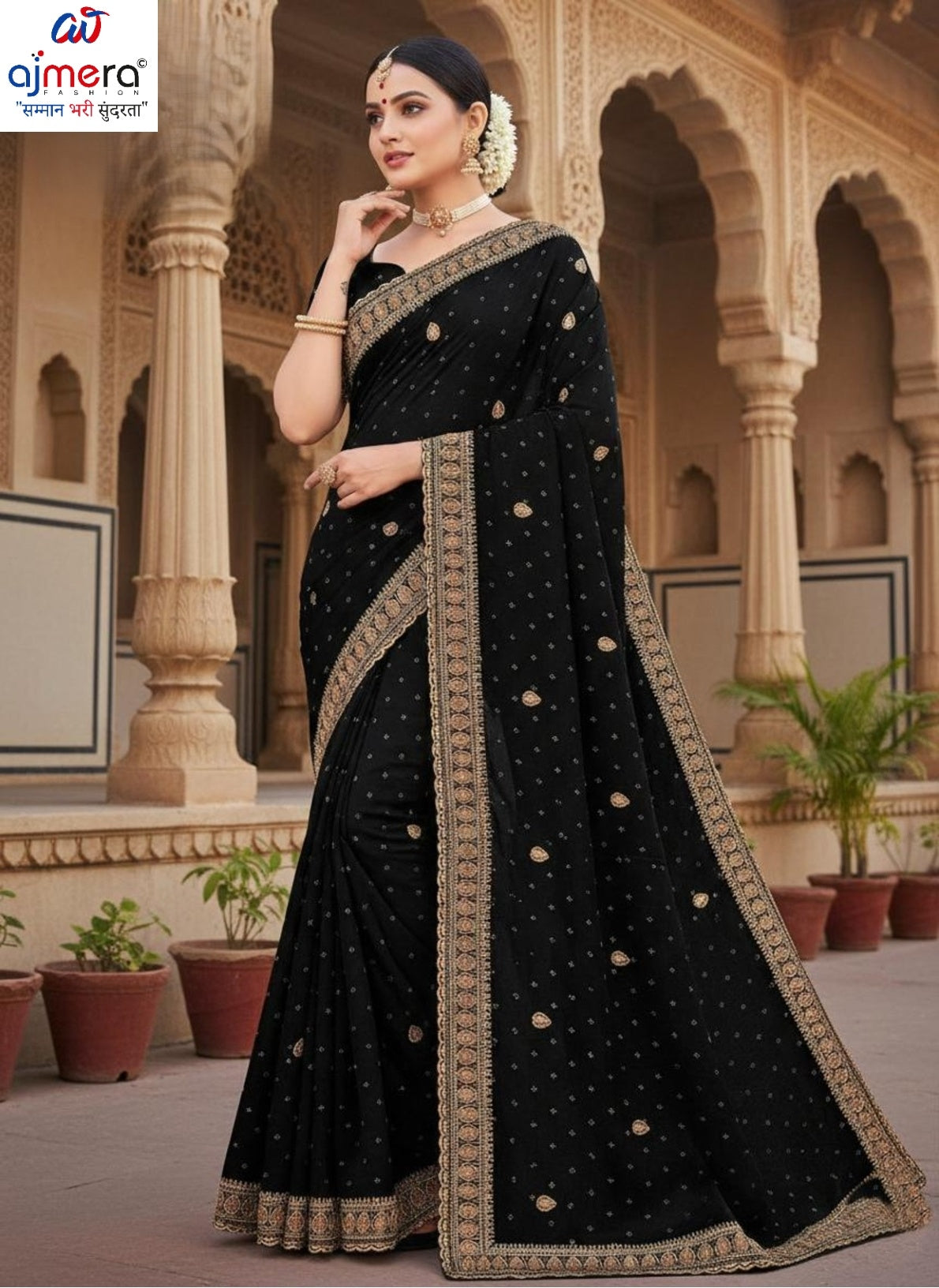 Ladies Matching Saree with Blouse Piece for Premium Ethnic and Traditional Wear | VKM-JAAFERI