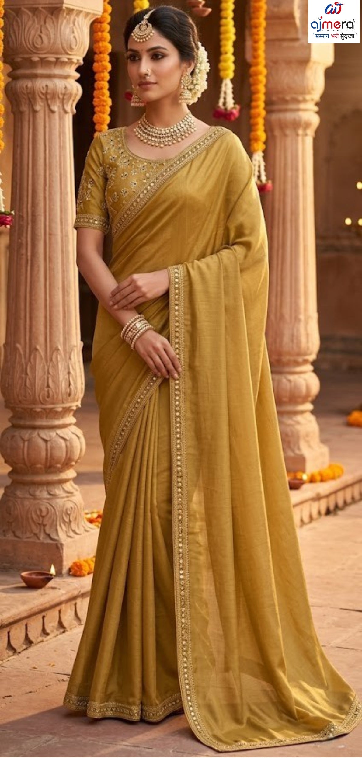 Embroidered Fancy Saree with Blouse Piece for Premium Ethnic and Traditional Wear | KPS-MOGAMBO