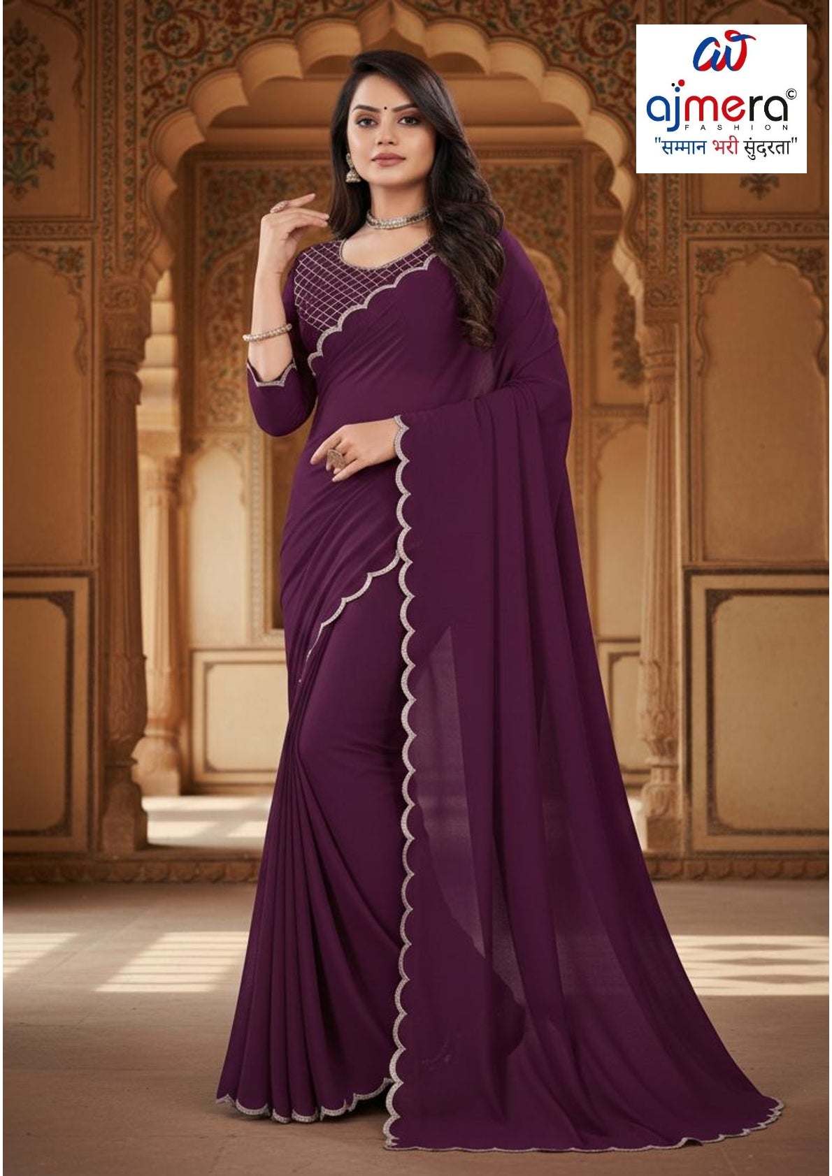 Synthetic Matching Saree with Without Blouse for Premium Ethnic and Traditional Wear | PARA-KAJAL