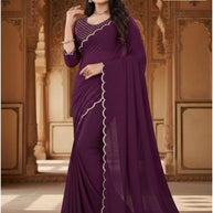 Synthetic Matching Saree with Without Blouse for Premium Ethnic and Traditional Wear | PARA-KAJAL