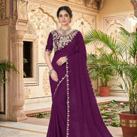 Embroidered Fancy Saree with Blouse Piece for Premium Ethnic and Traditional Wear | KPS-BABY JOHN