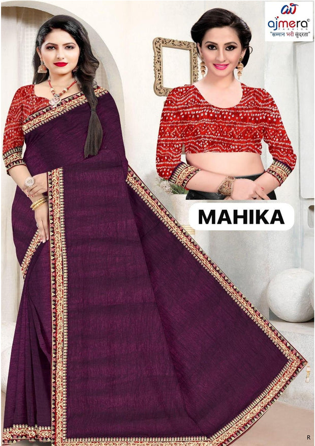 Embroidered Fancy Saree with Blouse Piece for Premium Ethnic and Traditional Wear | SIR-MAHIKA