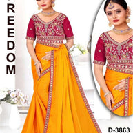 Embroidered Fancy Saree with Blouse Piece for Premium Ethnic and Traditional Wear | CDM-FREEDOM