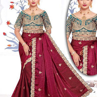 Ladies Matching Saree with Blouse Piece for Premium Ethnic and Traditional Wear | CDM-CROREPATI