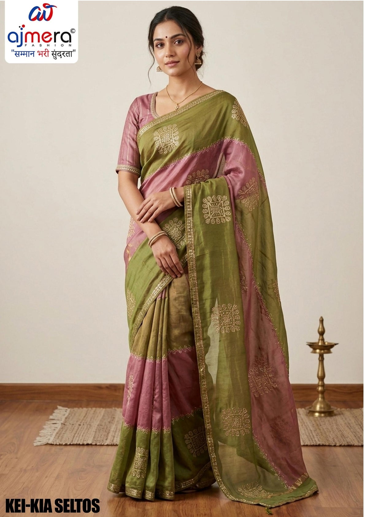 Synthetic Matching Saree with Blouse Piece for Premium Ethnic and Traditional Wear | KEI-KIA SELTOS