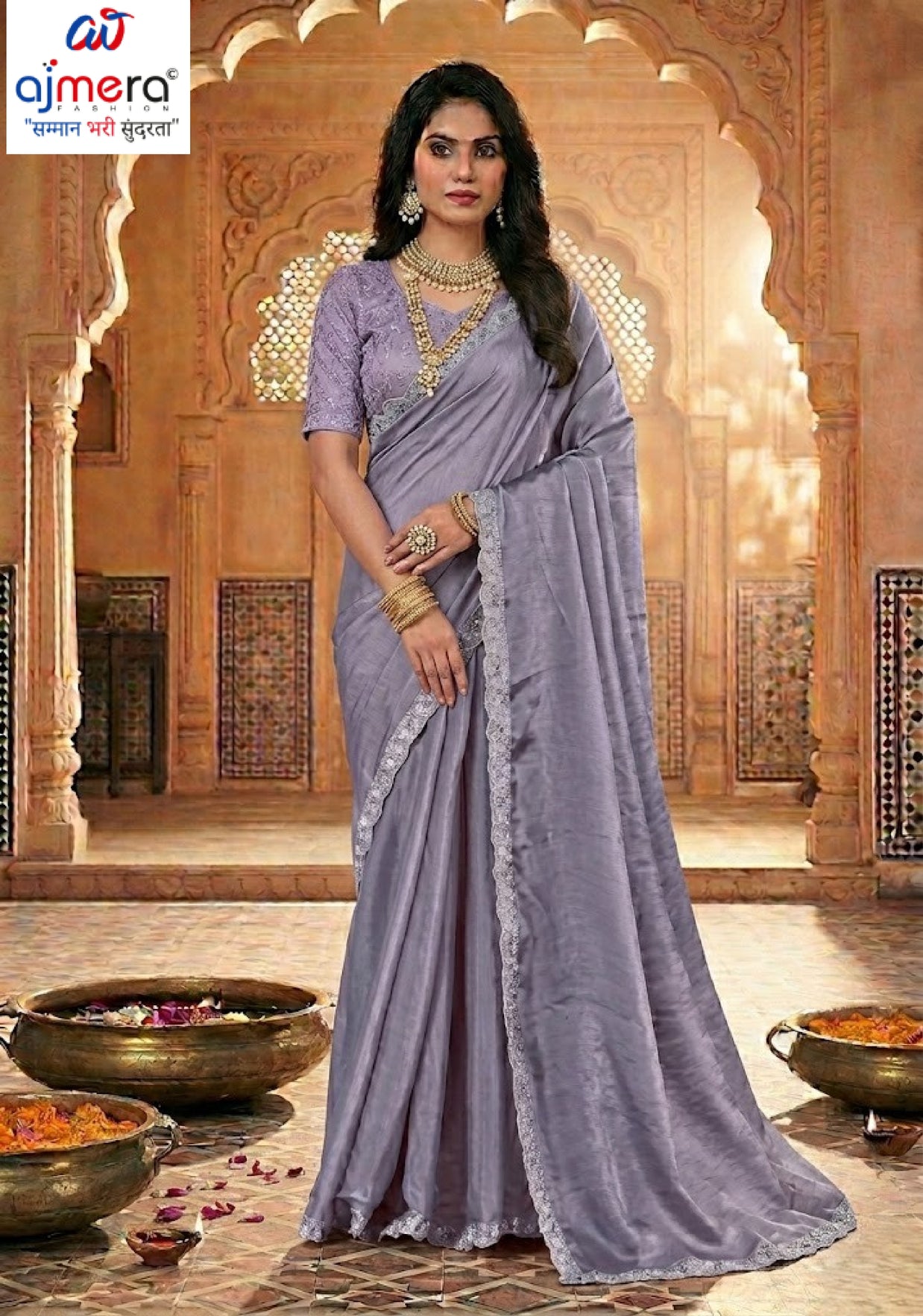 Printed Matching Saree with Blouse Piece for Premium Ethnic and Traditional Wear | KPS-MIRROR