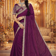 Embroidered Fancy Saree with Blouse Piece for Premium Ethnic and Traditional Wear | KPS-TOM