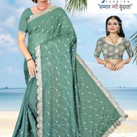Embroidered Fancy Saree with Blouse Piece for Premium Ethnic and Traditional Wear | KDV-PRIME SILK