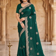 Synthetic Matching Saree with Blouse Piece for Premium Ethnic and Traditional Wear | MTE-GOLDEN FEATHER
