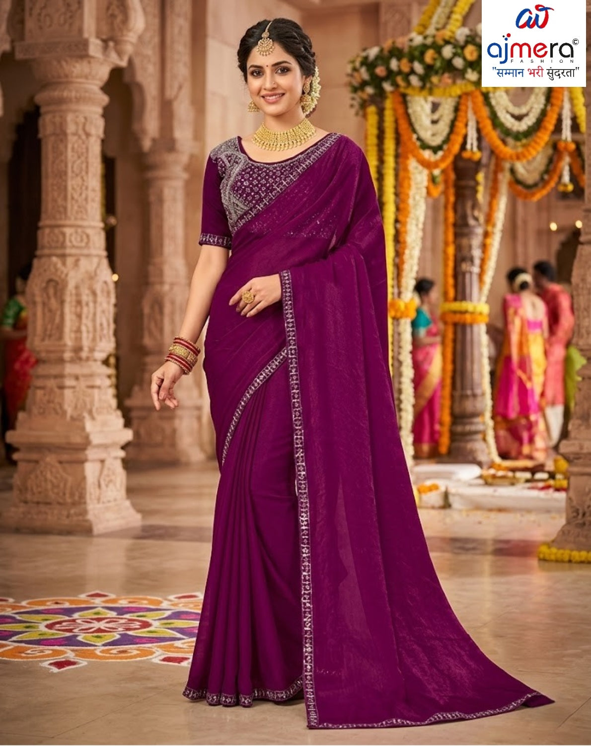 Ethnic Matching Saree with Blouse Piece for Premium Ethnic and Traditional Wear | KPS-JANVIKA