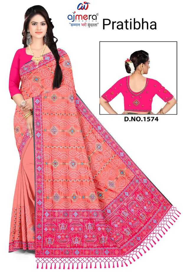 Dyed Fancy Matching Saree with Blouse Piece for Premium Ethnic and Traditional Wear | BSP-PRATIBHA