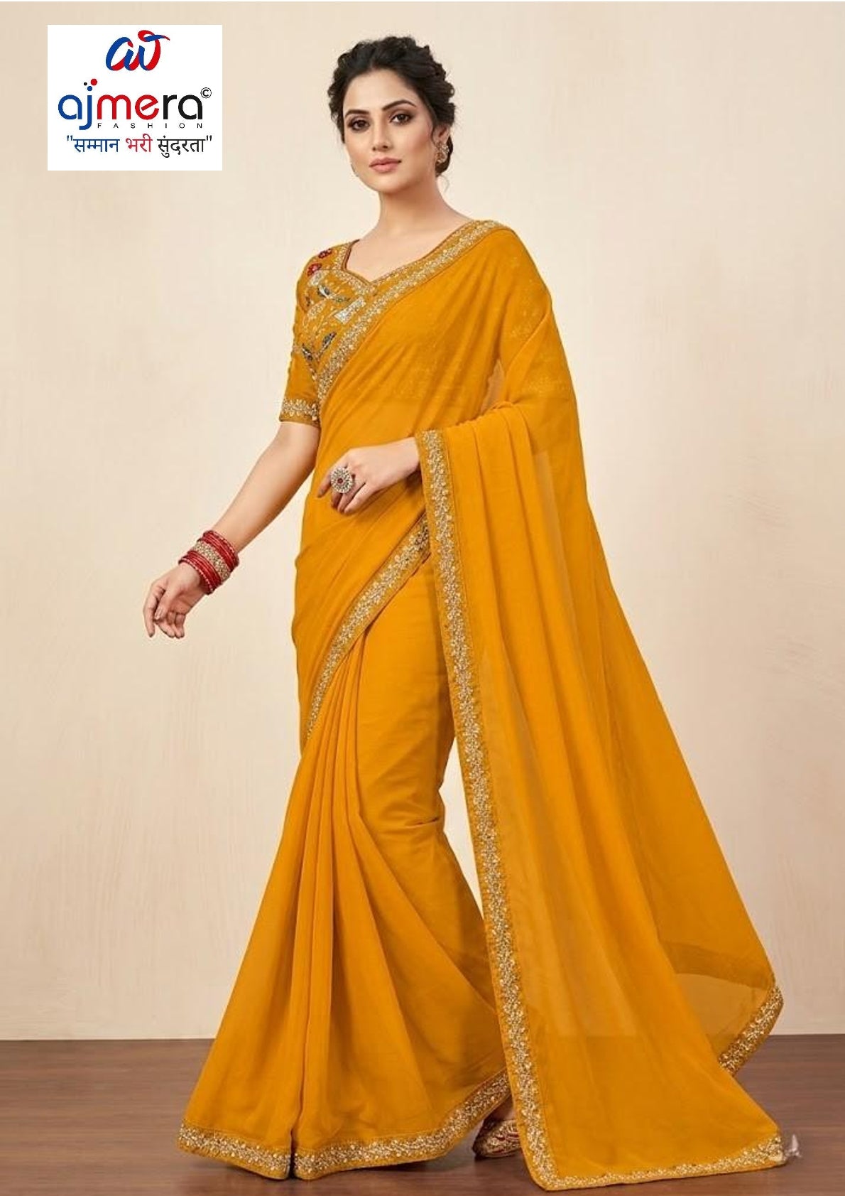 Ladies Matching Saree with Blouse Piece for Premium Ethnic and Traditional Wear | PRM-KROMI