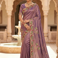 Embroidered Fancy Saree with Blouse Piece for Premium Ethnic and Traditional Wear | PSC-BROWNIE-4353