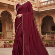 Synthetic Matching Saree with Without Blouse for Premium Ethnic and Traditional Wear | PARA-KAJAL