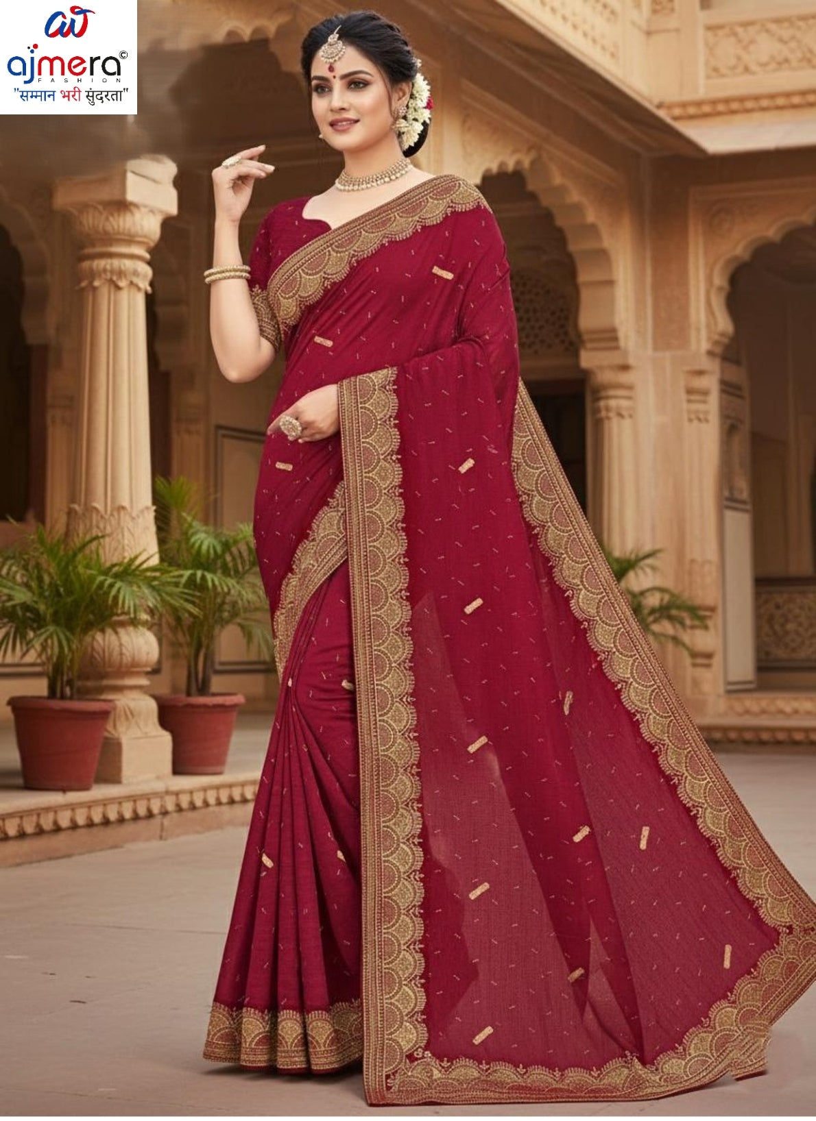 Ladies Matching Saree with Blouse Piece for Premium Ethnic and Traditional Wear | VKM-JAAFERI
