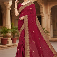 Ladies Matching Saree with Blouse Piece for Premium Ethnic and Traditional Wear | VKM-JAAFERI