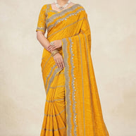 Dyed Fancy Matching Saree with Blouse Piece for Premium Ethnic and Traditional Wear | MKM-NYKAA