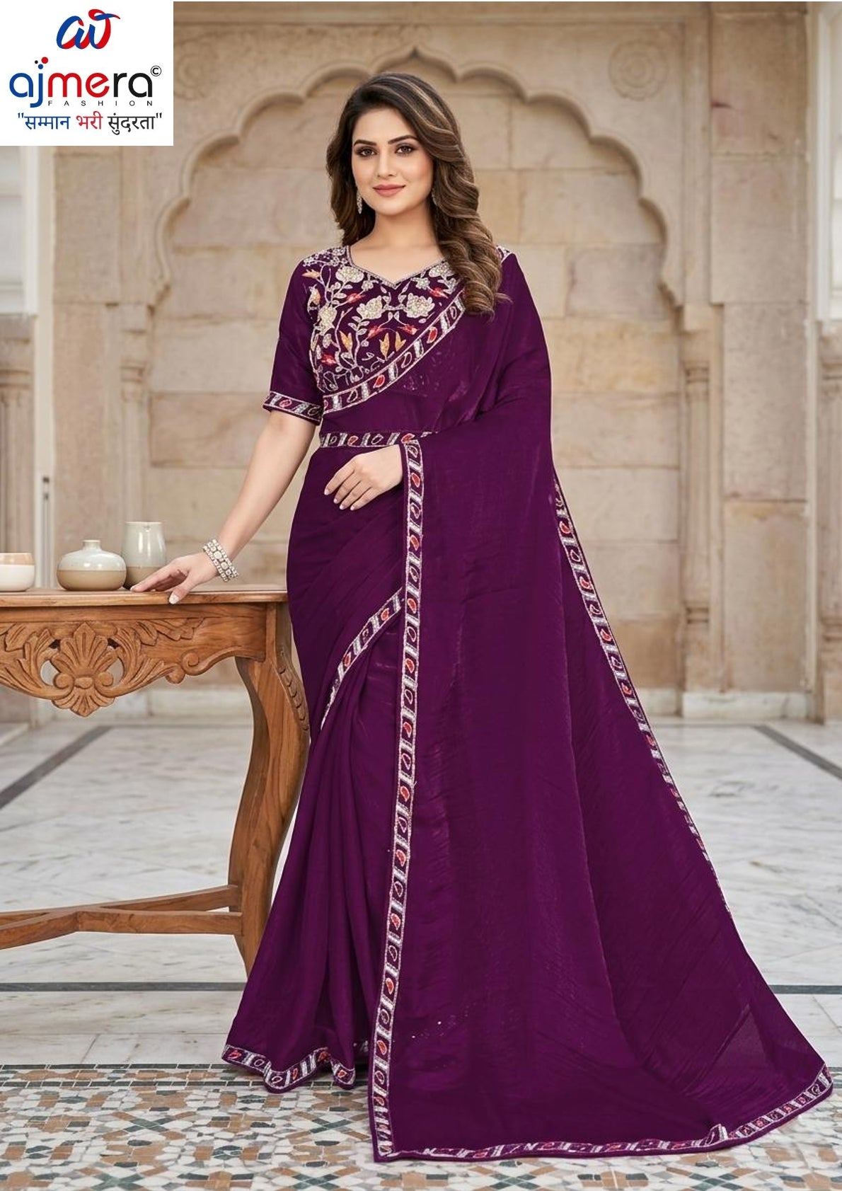 Fancy Matching Saree with Blouse Piece for Premium Ethnic and Traditional Wear | KPS-STRAWBERRY