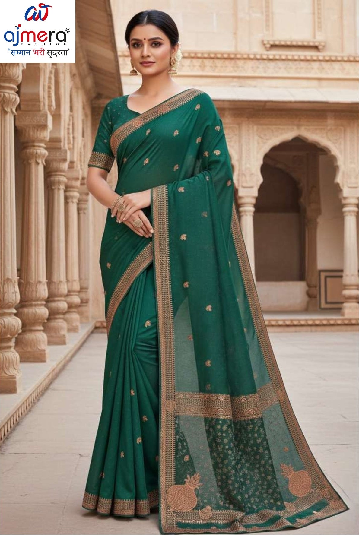 Synthetic Matching Saree with Blouse Piece for Premium Ethnic and Traditional Wear | VKM-SAVITRI