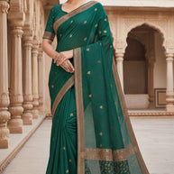 Synthetic Matching Saree with Blouse Piece for Premium Ethnic and Traditional Wear | VKM-SAVITRI