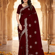 Synthetic Matching Saree with Blouse Piece for Premium Ethnic and Traditional Wear | MTE-GOLDEN FEATHER