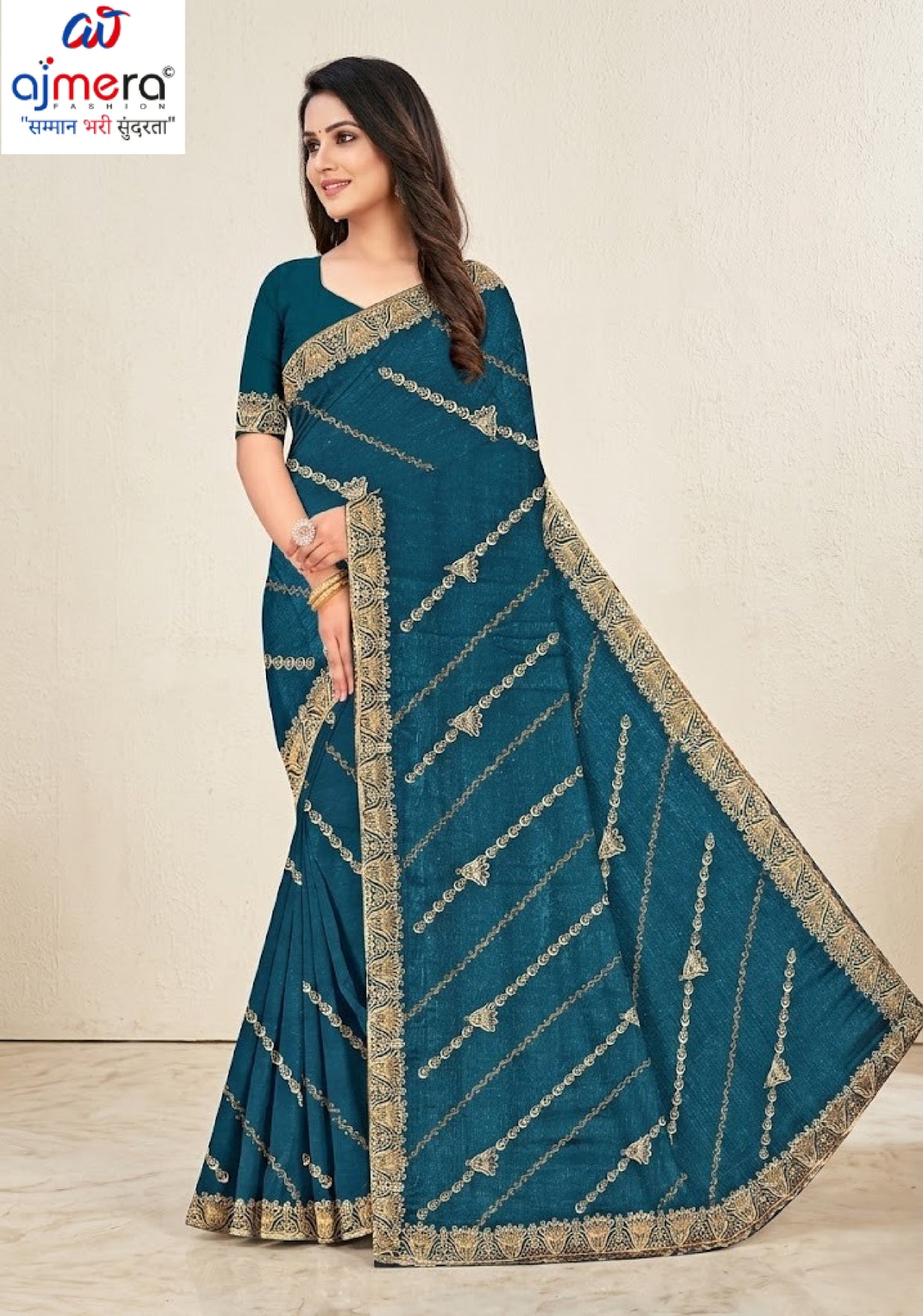 Matching Saree with Blouse Piece for Premium Ethnic and Traditional Wear | VKM-WILD FIRE
