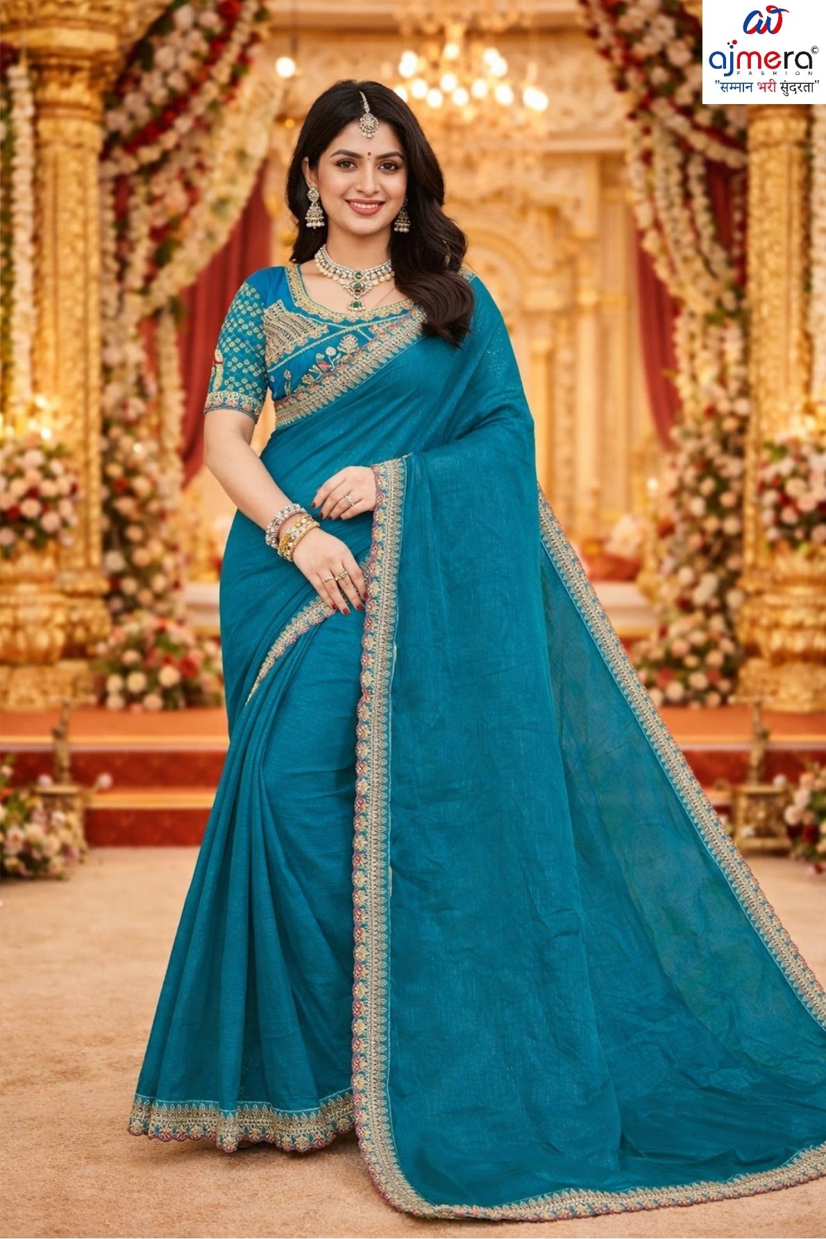 Embroidered Fancy Saree with Blouse Piece for Premium Ethnic and Traditional Wear | KPS-TOM