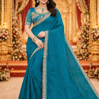 Embroidered Fancy Saree with Blouse Piece for Premium Ethnic and Traditional Wear | KPS-TOM
