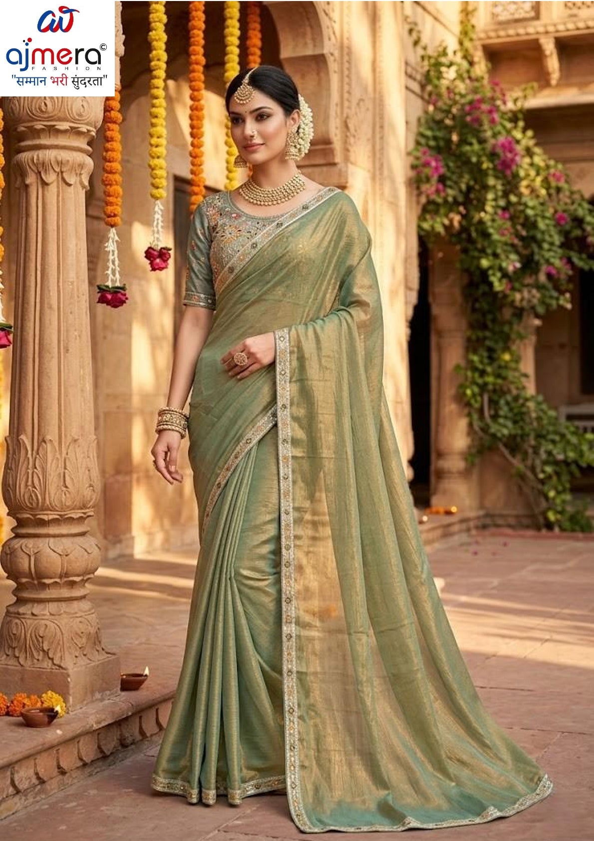 Synthetic Matching Saree with Blouse Piece for Premium Ethnic and Traditional Wear | KPS-SOUL