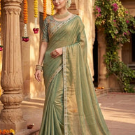 Synthetic Matching Saree with Blouse Piece for Premium Ethnic and Traditional Wear | KPS-SOUL