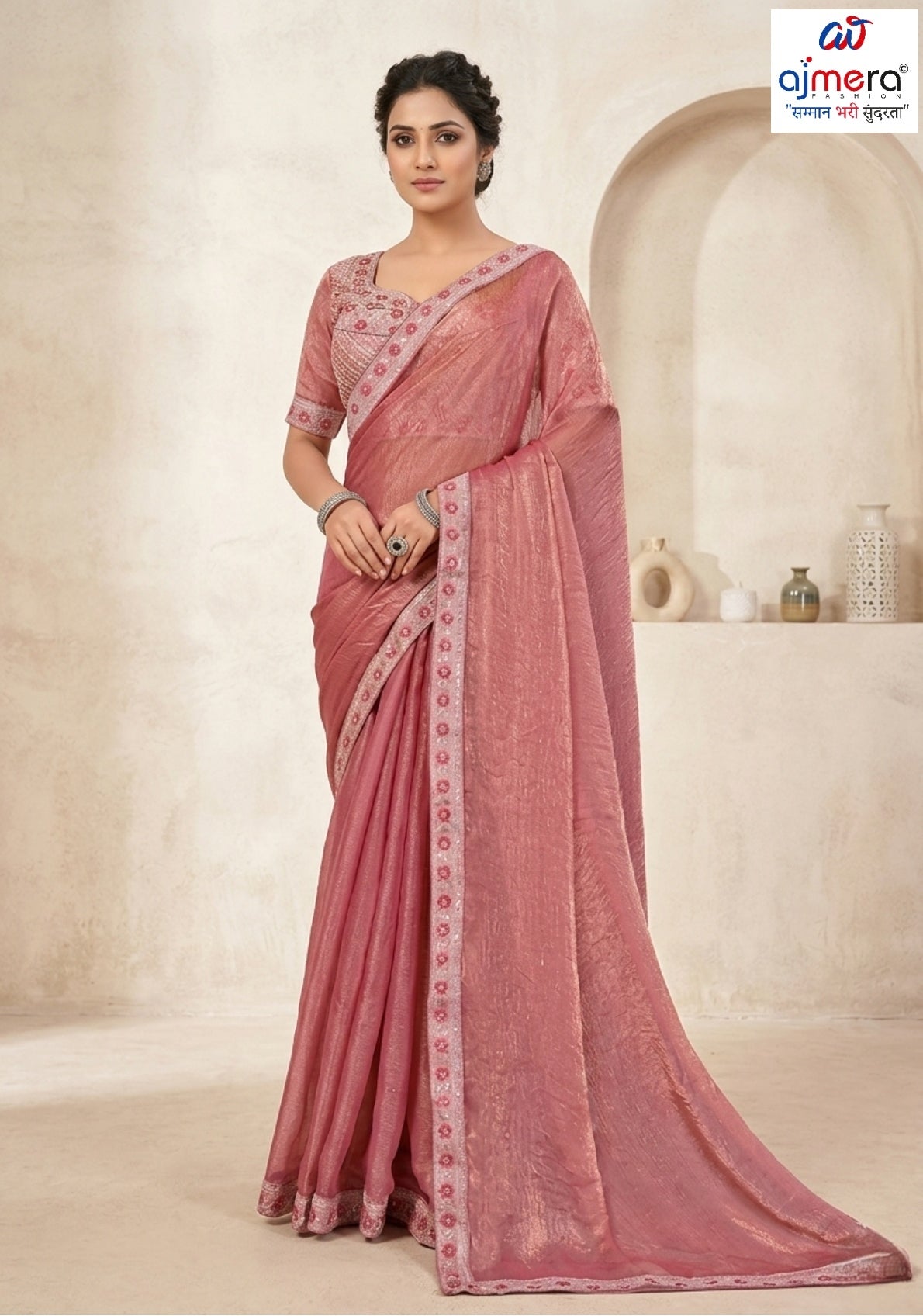 Party Wear Matching Saree with Blouse Piece for Premium Ethnic and Traditional Wear | KPS-MOTOROLA