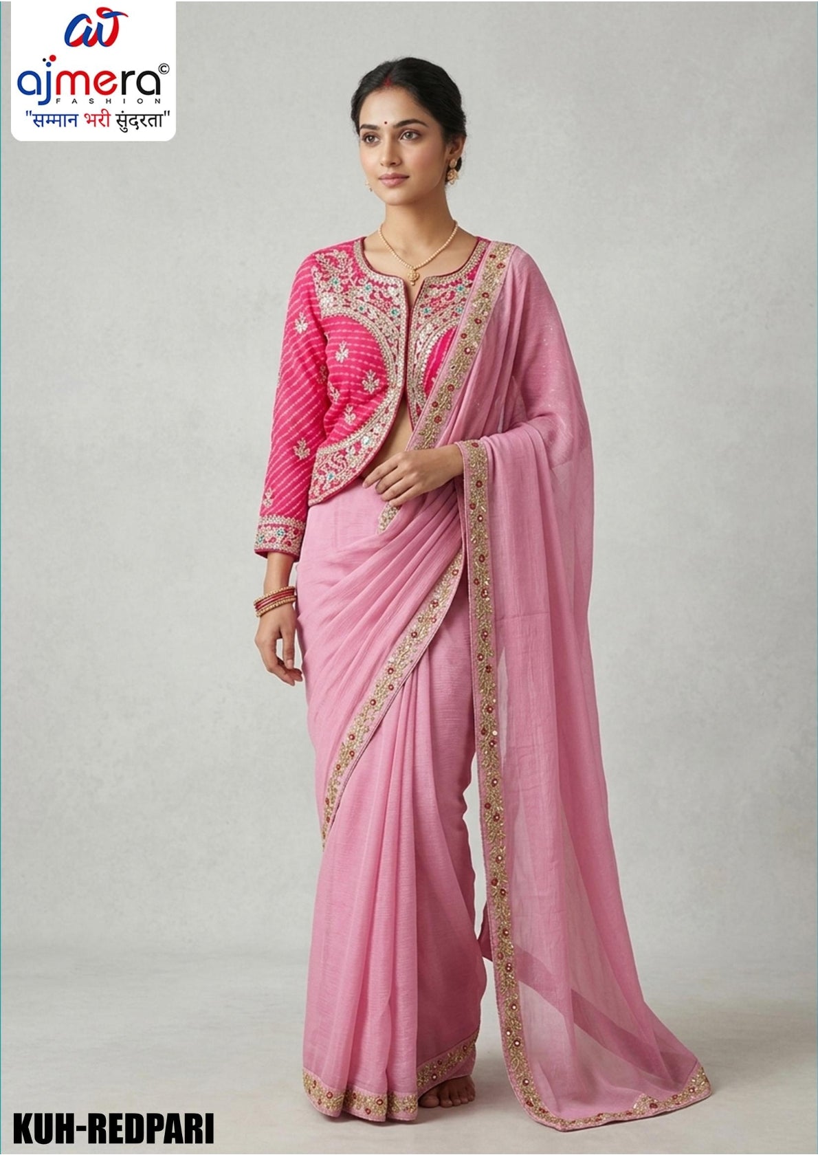 Dyed Fancy Matching Saree with Blouse Piece for Premium Ethnic and Traditional Wear | KUH-REDPARI