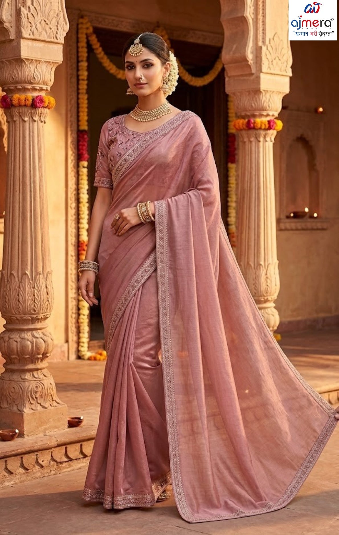 Embroidered Fancy Saree with Blouse Piece for Premium Ethnic and Traditional Wear | KPS-MOGAMBO