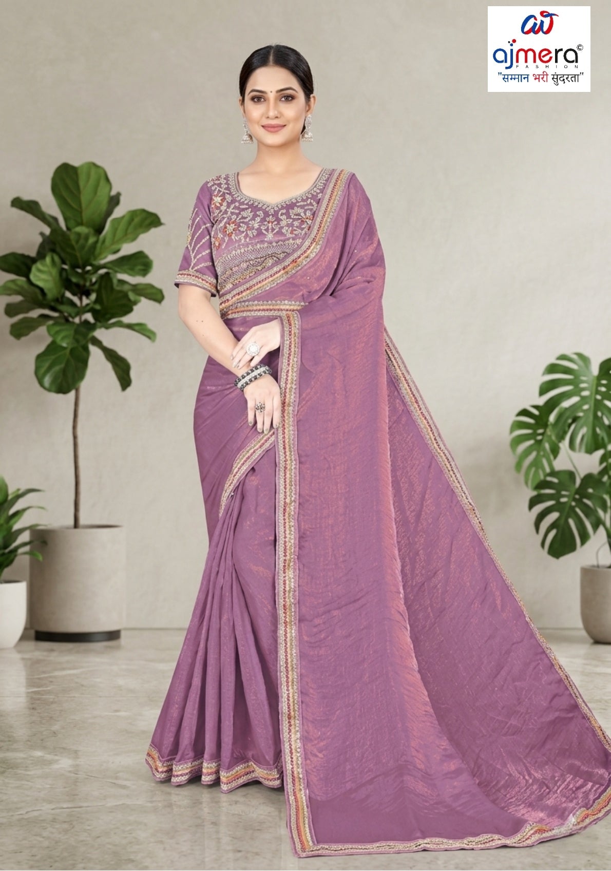 Synthetic Matching Saree with Blouse Piece for Premium Ethnic and Traditional Wear | KPS-KARAN