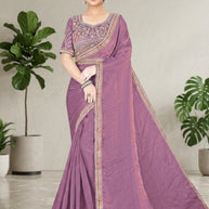 Synthetic Matching Saree with Blouse Piece for Premium Ethnic and Traditional Wear | KPS-KARAN