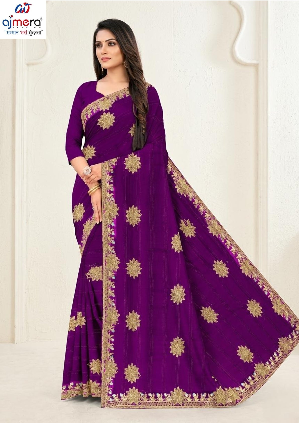 Ethnic Matching Saree with Blouse Piece for Premium Ethnic and Traditional Wear | VKM-SANGEMARMAR