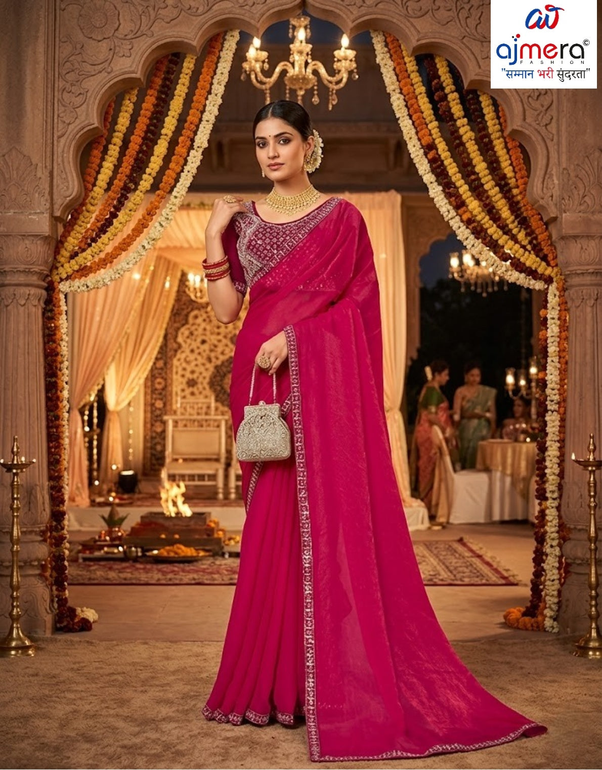 Ethnic Matching Saree with Blouse Piece for Premium Ethnic and Traditional Wear | KPS-JANVIKA
