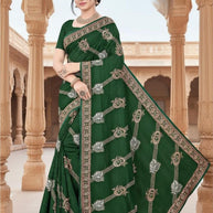 Embroidered Fancy Saree with Blouse Piece for Premium Ethnic and Traditional Wear | VKM-LAL BADSHAH