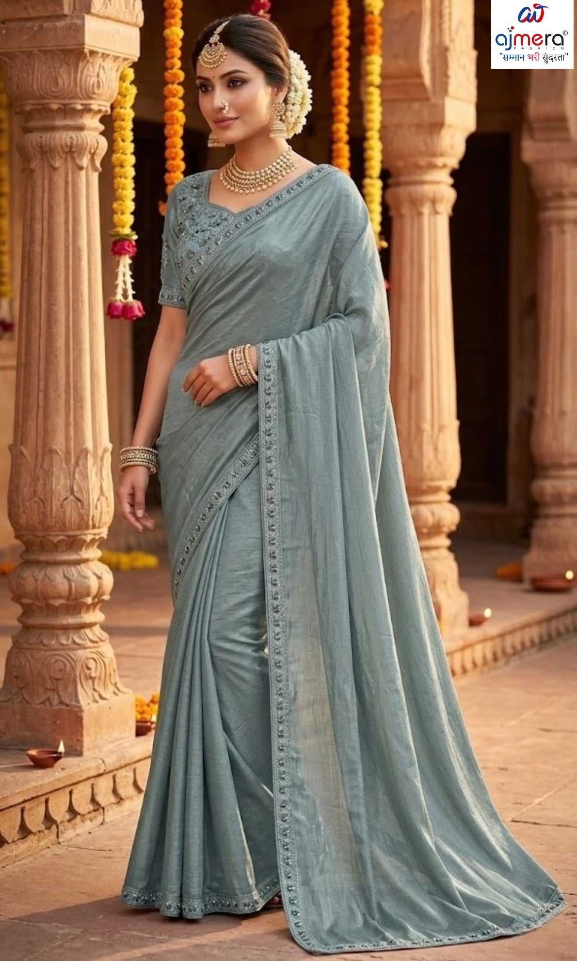 Embroidered Fancy Saree with Blouse Piece for Premium Ethnic and Traditional Wear | KPS-MOGAMBO