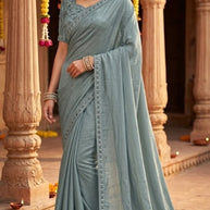 Embroidered Fancy Saree with Blouse Piece for Premium Ethnic and Traditional Wear | KPS-MOGAMBO