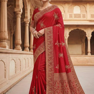 Synthetic Matching Saree with Blouse Piece for Premium Ethnic and Traditional Wear | VKM-SAVITRI