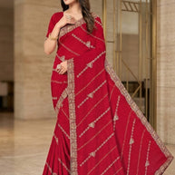 Matching Saree with Blouse Piece for Premium Ethnic and Traditional Wear | VKM-WILD FIRE