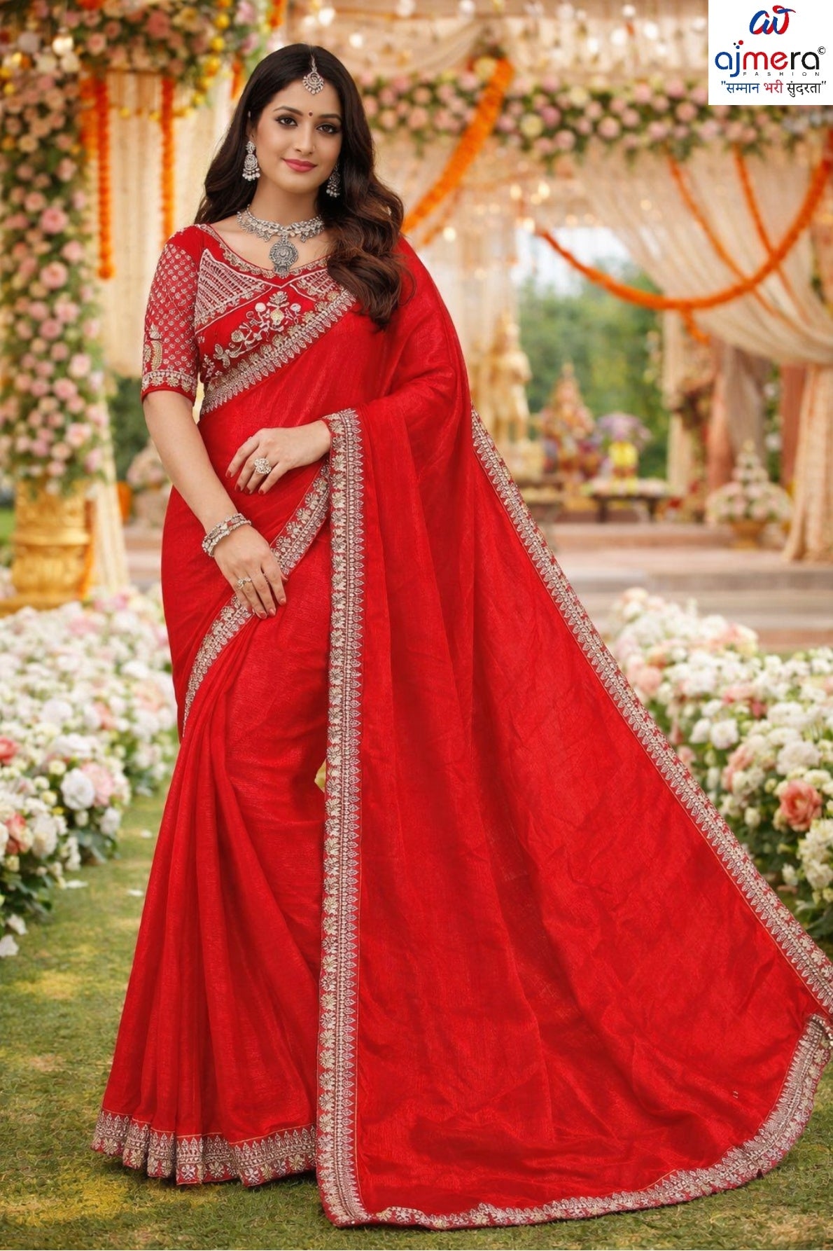 Embroidered Fancy Saree with Blouse Piece for Premium Ethnic and Traditional Wear | KPS-TOM