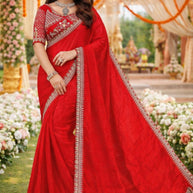 Embroidered Fancy Saree with Blouse Piece for Premium Ethnic and Traditional Wear | KPS-TOM