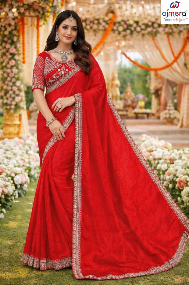 Embroidered Fancy Saree with Blouse Piece for Premium Ethnic and Traditional Wear | KPS-TOM