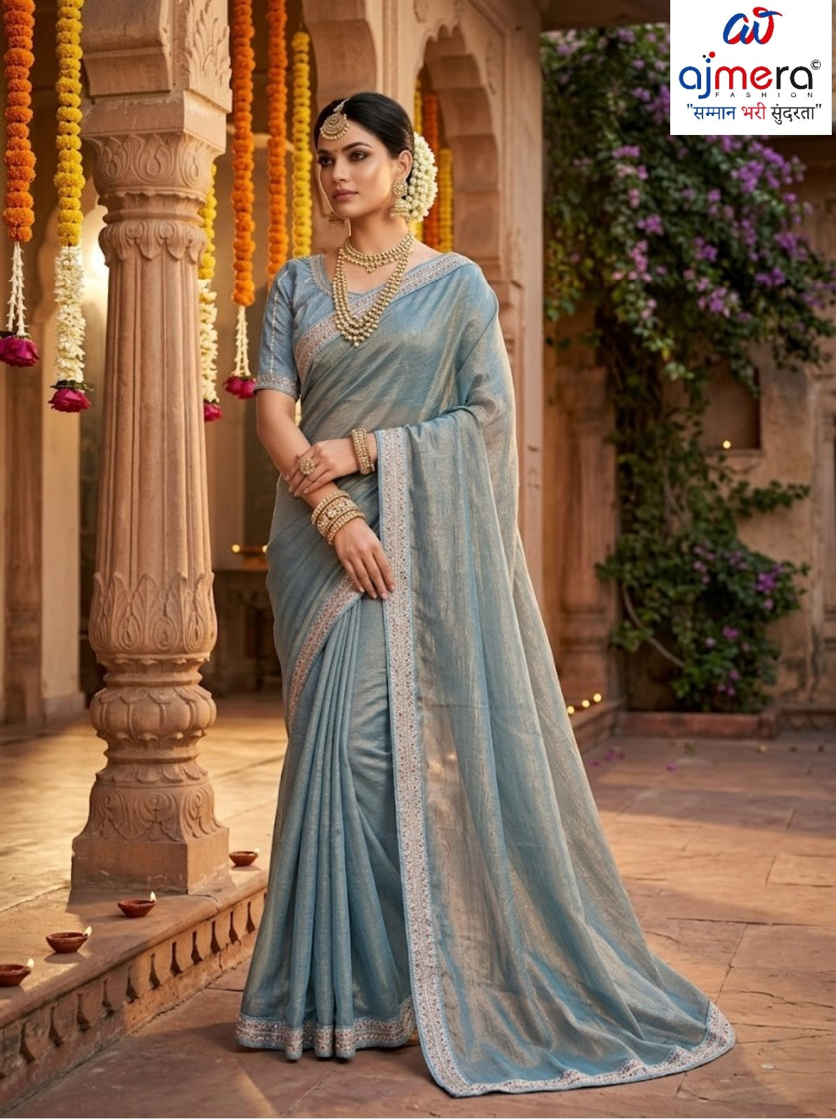 Ladies Matching Saree with Blouse Piece for Premium Ethnic and Traditional Wear | KPS-MARIGOLD